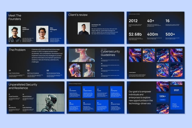 AI网络防护科技安全PPT模板 - 顶尖PPT