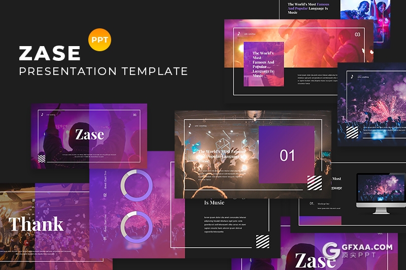 30页时尚杂志风格活动现场音乐演唱会宣传介绍PPT模板 - 顶尖PPT