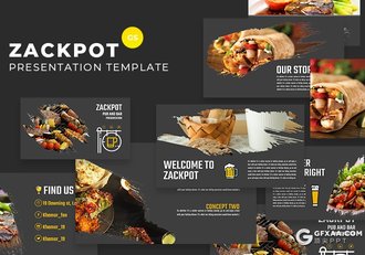 30页水墨笔刷效果餐饮美食介绍展示Google slides模板 - 顶尖PPT