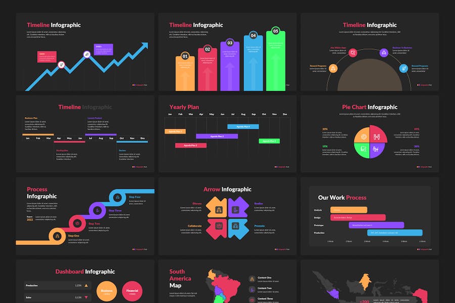 彩色数据统计图形对比图形创意PPT图形模板 - 顶尖PPT