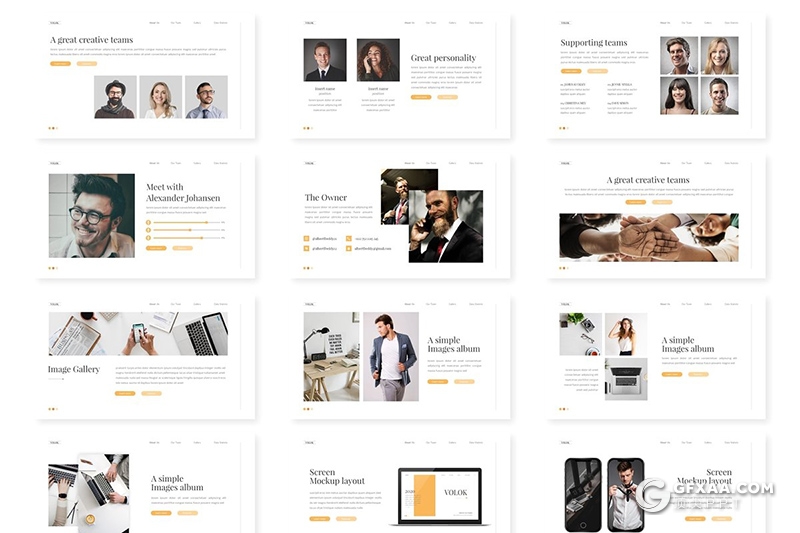 30页扁平化简约商务风格团队介绍工作总结PPT模板5种主题配色 - 顶尖PPT