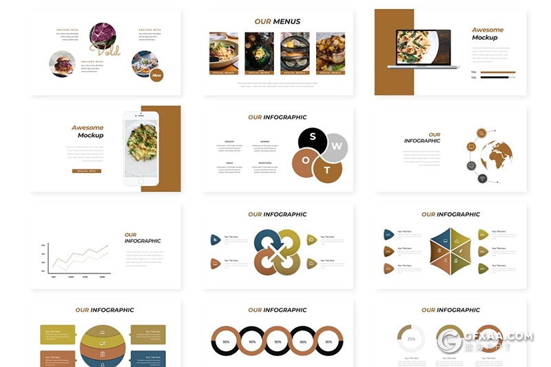 30页商业项目介绍展示餐饮美食行业数据分析PPT模板5种主题配色 - 顶尖PPT