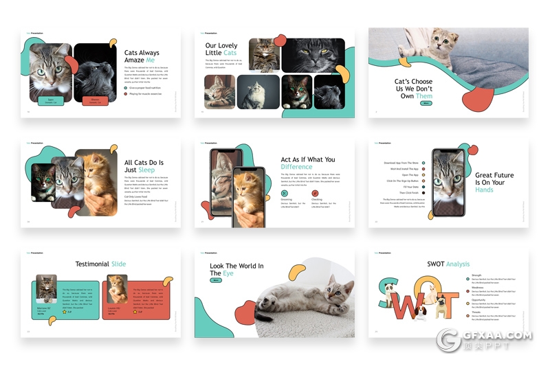 30页可爱卡通风兽医宠物店宠物介绍展示PPT模板 - 顶尖PPT