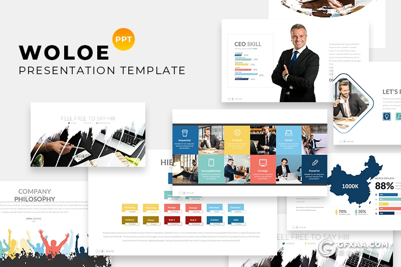 30页商务风格企业介绍工作汇报团队介绍展示PPT模板 - 顶尖PPT