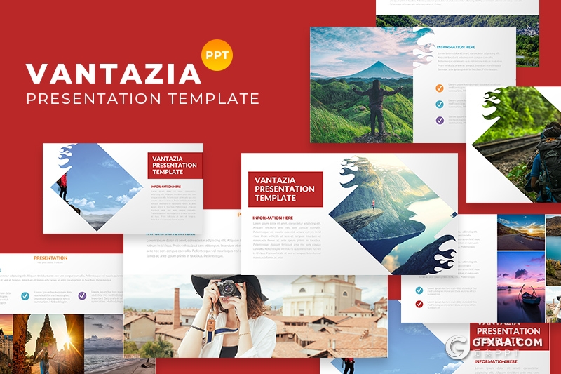 33页时尚旅游摄影图片展示PPT模板 - 顶尖PPT