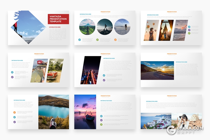 33页时尚旅游摄影图片展示keynote模板 - 顶尖PPT