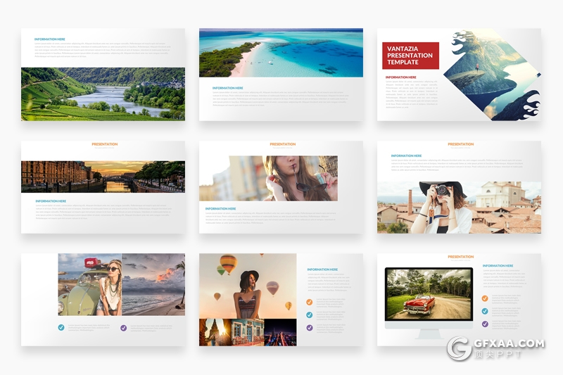 33页时尚旅游摄影图片展示keynote模板 - 顶尖PPT