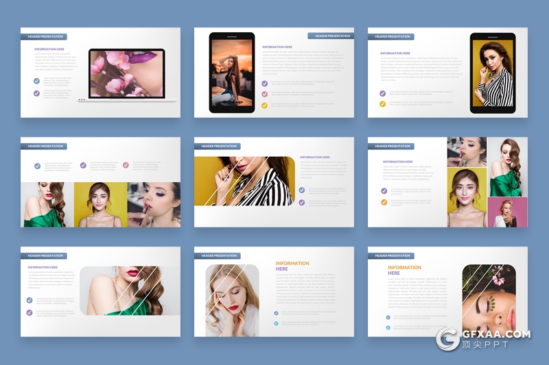 30页时尚美女摄影图片展示美容美妆行业PPT模板 - 顶尖PPT