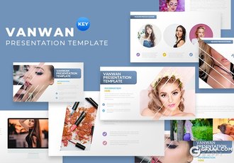 30页时尚美女摄影图片展示美容美妆行业keynote模板 - 顶尖PPT