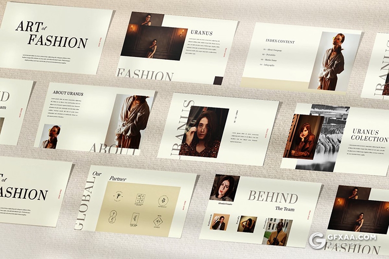 37页极简时尚杂志风格摄影图片模特写真展示PPT模板 - 顶尖PPT