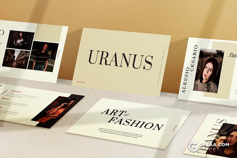 37页极简时尚杂志风格摄影图片模特写真展示PPT模板 - 顶尖PPT