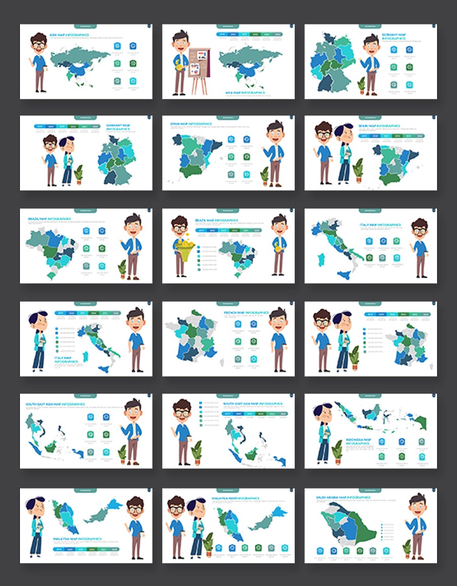 商务地理数据可视化地图分析Keynote模板 - 顶尖PPT