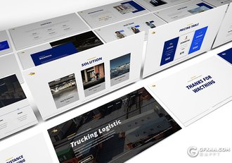 30页蓝色物流行业数据分析企业介绍宣传Google slides模板 - 顶尖PPT