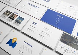 30页蓝色物流行业数据分析企业介绍宣传keynote模板 - 顶尖PPT