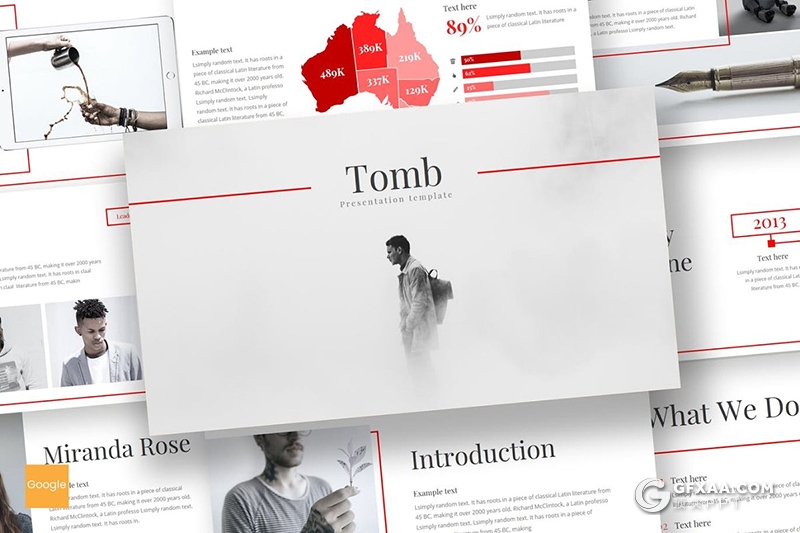 30页扁平化简约文艺风格商务企业介绍工作汇报Google slides模板 - 顶尖PPT