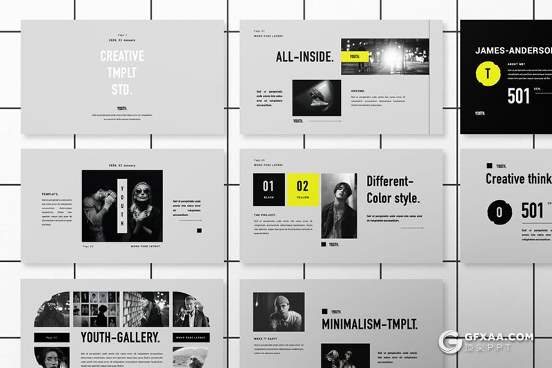 50页流行时尚摄影模特写真图片展示keynote模板 - 顶尖PPT