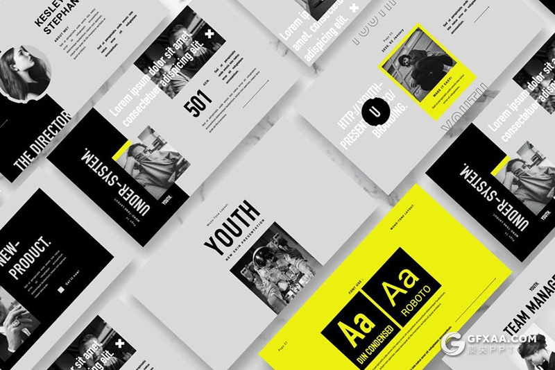 50页流行时尚摄影模特写真图片展示Google slides模板 - 顶尖PPT