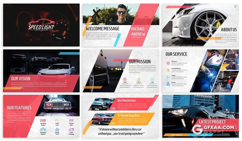 30页3种主题配色汽车服务行业高端奢华汽车介绍展示keynote模板 - 顶尖PPT