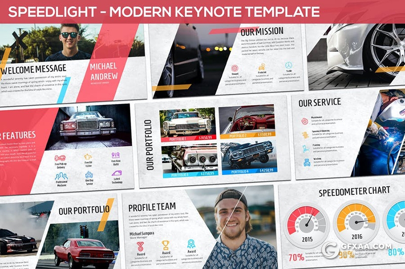 30页3种主题配色汽车服务行业高端奢华汽车介绍展示keynote模板 - 顶尖PPT