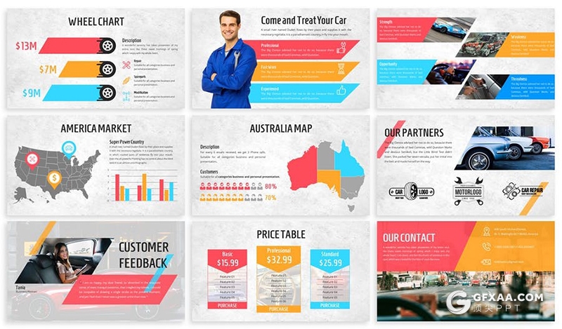 30页3种主题配色汽车服务行业高端奢华汽车介绍展示keynote模板 - 顶尖PPT