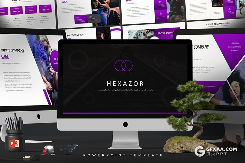 30页国外时尚风格商务工作总结团队介绍PPT模板5种主题配色 - 顶尖PPT