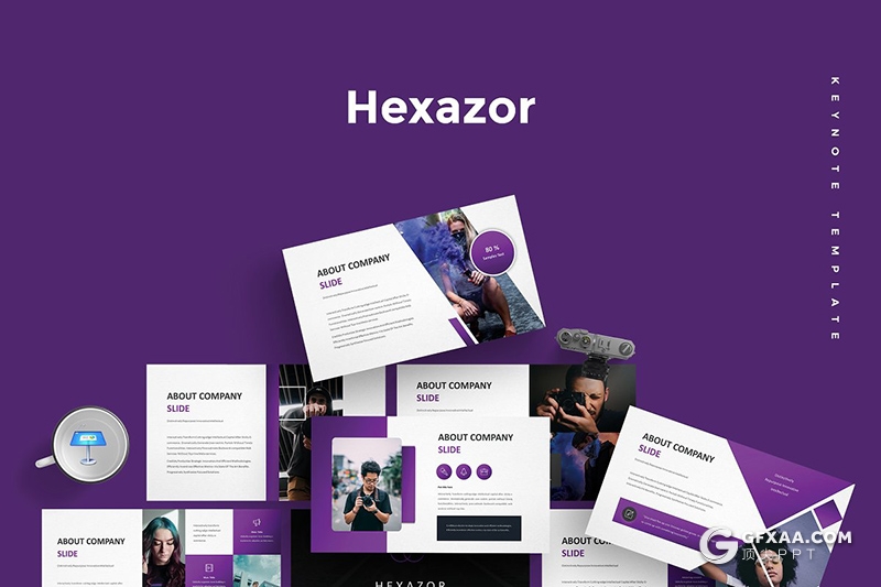 30页国外时尚风格商务工作总结团队介绍keynote模板5种主题配色 - 顶尖PPT