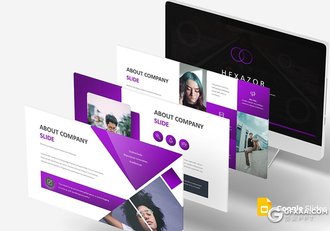 30页国外时尚风格商务工作总结团队介绍Google slides模板5种主题配色 - 顶尖PPT