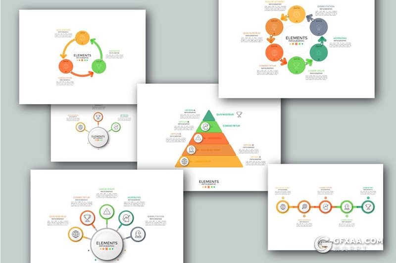 60页创意微立体商务信息图形PPT素材模板 - 顶尖PPT