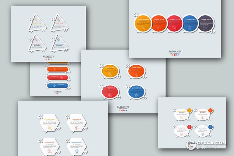60页创意微立体商务信息图形PPT素材模板 - 顶尖PPT