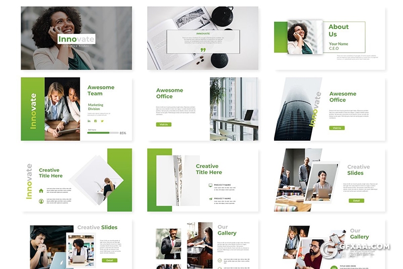 30页商务风格企业团队介绍项目分析工作计划汇报PPT模板5种主题配色 - 顶尖PPT