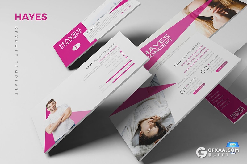 30页时尚女性行业主题keynote模板5种主题配色 - 顶尖PPT