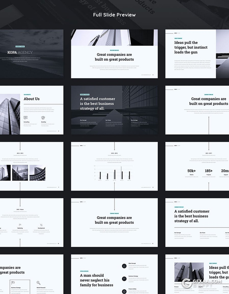 85页简约风格商务风格企业宣传介绍工作汇报总结keynote模板 - 顶尖PPT