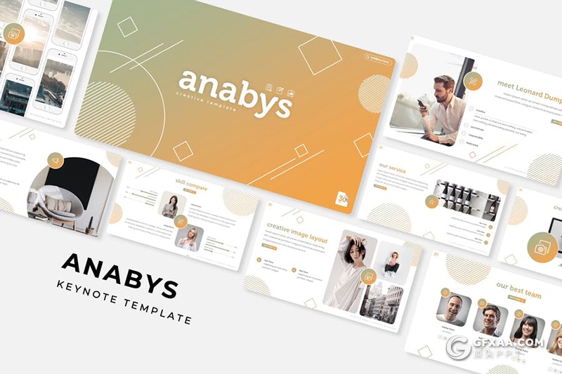 30页渐变色几何图形线条多用途商务keynote模板 - 顶尖PPT