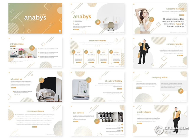 30页渐变色几何图形线条多用途商务PPT模板 - 顶尖PPT