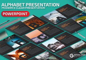 32页创意字母剪影图片展示黑色简约大气PPT模板 - 顶尖PPT