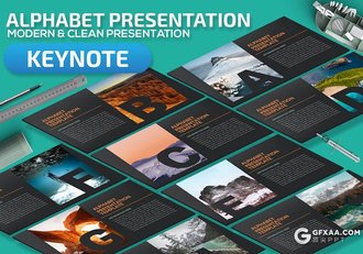 32页创意字母剪影图片展示黑色简约大气keynote模板 - 顶尖PPT