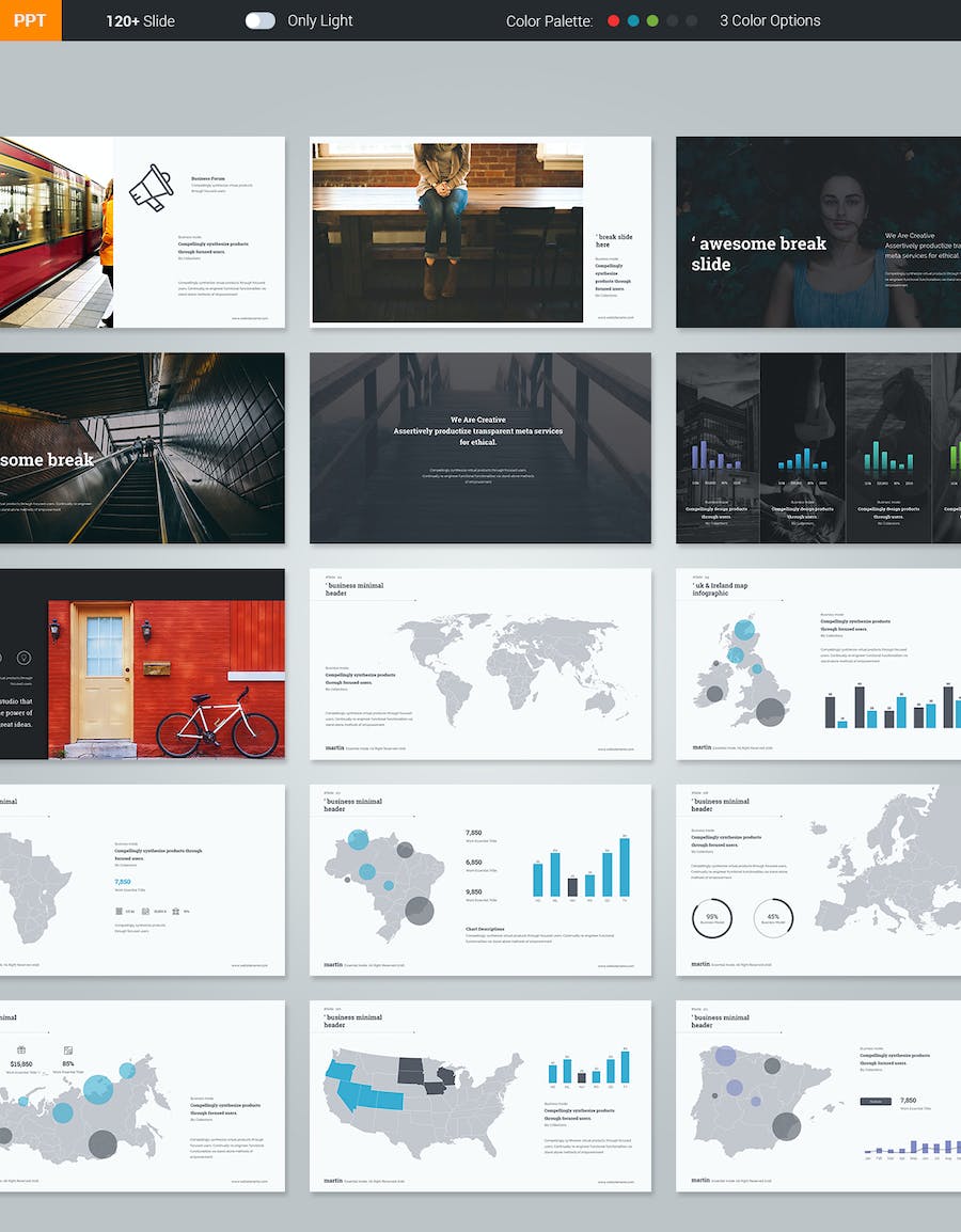 迷你简约风格商务汇报数据信息图形PPT模板 - 顶尖PPT