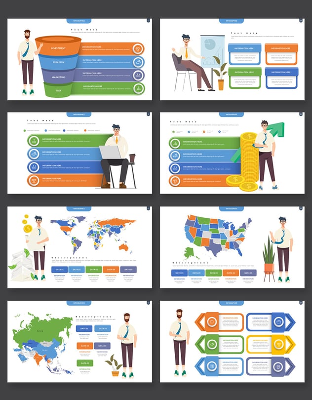 彩色商业可视化信息图形keynote模板 - 顶尖PPT