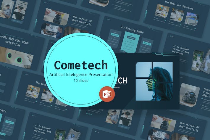 蓝色科技感人工智能AI主题PPT模板 - 顶尖PPT