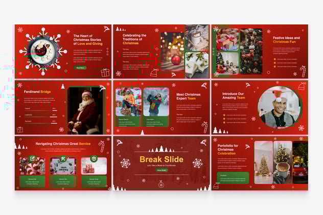 节日红色圣诞主题演讲方案PPT模板 - 顶尖PPT