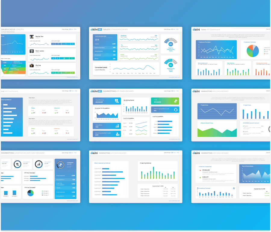 KPI 数据仪表板报表演示文稿PPT模板 - 顶尖PPT