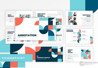 30页扁平化创意几何图形组合多用途keynote模板5种主题配色 - 顶尖PPT