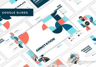 30页扁平化创意几何图形组合多用途Google slides模板5种主题配色 - 顶尖PPT