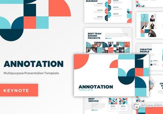 30页扁平化创意几何图形组合多用途PPT模板5种主题配色 - 顶尖PPT