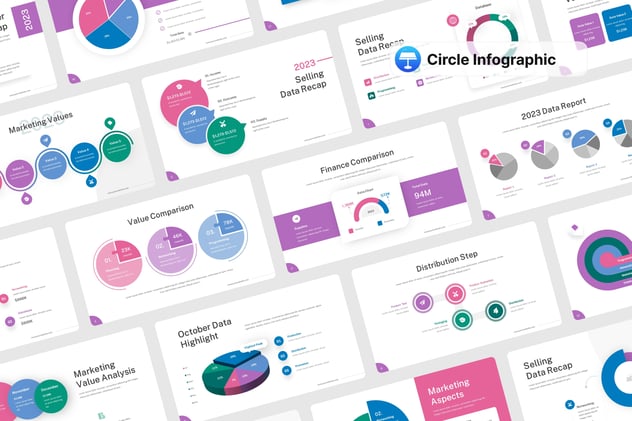 圆圈信息图形keynote模板 - 顶尖PPT
