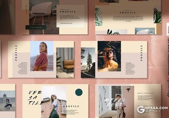 53页复古文艺风格时尚模特写真美图展示PPT模板 - 顶尖PPT