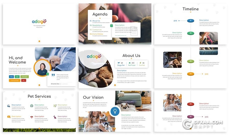 30页国外创意兽医宠物诊所宣传介绍PPT模板 - 顶尖PPT