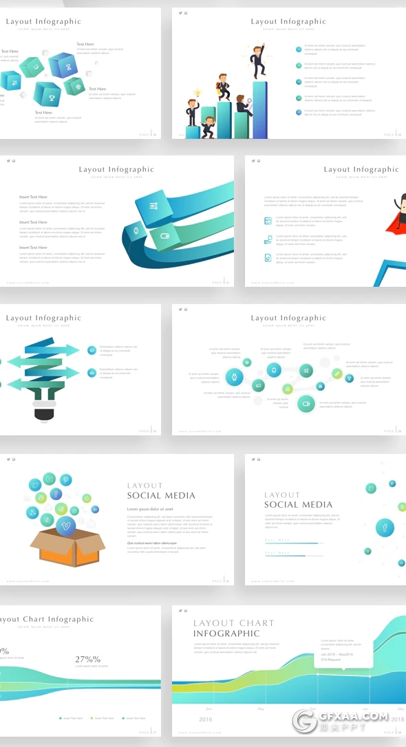 74页国外高端创意商务多用途ppt模板卡通3D立体信息图形PPT模板10种主题配色 - 顶尖PPT