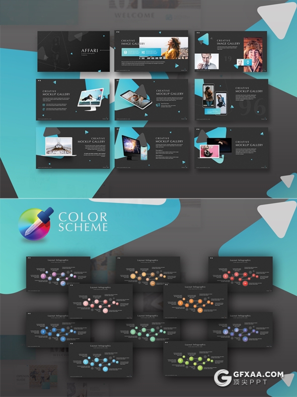 74页国外高端创意商务多用途ppt模板卡通3D立体信息图形PPT模板10种主题配色 - 顶尖PPT