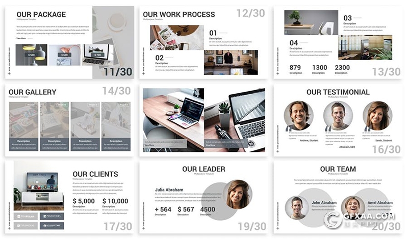 30页国外创意商务风格团队介绍通用PPT模板3种主题配色 - 顶尖PPT